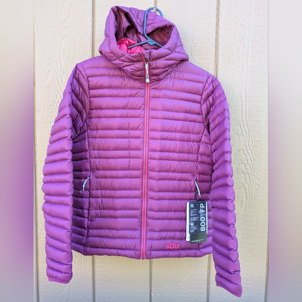 Stio Women's Medium Pinon Down Hooded Jacket In Violet Twilight
